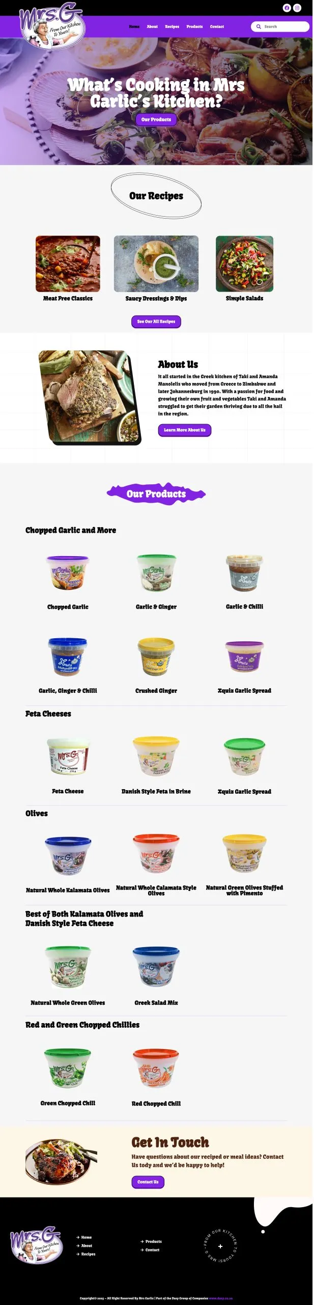 Mrs Garlic website preview