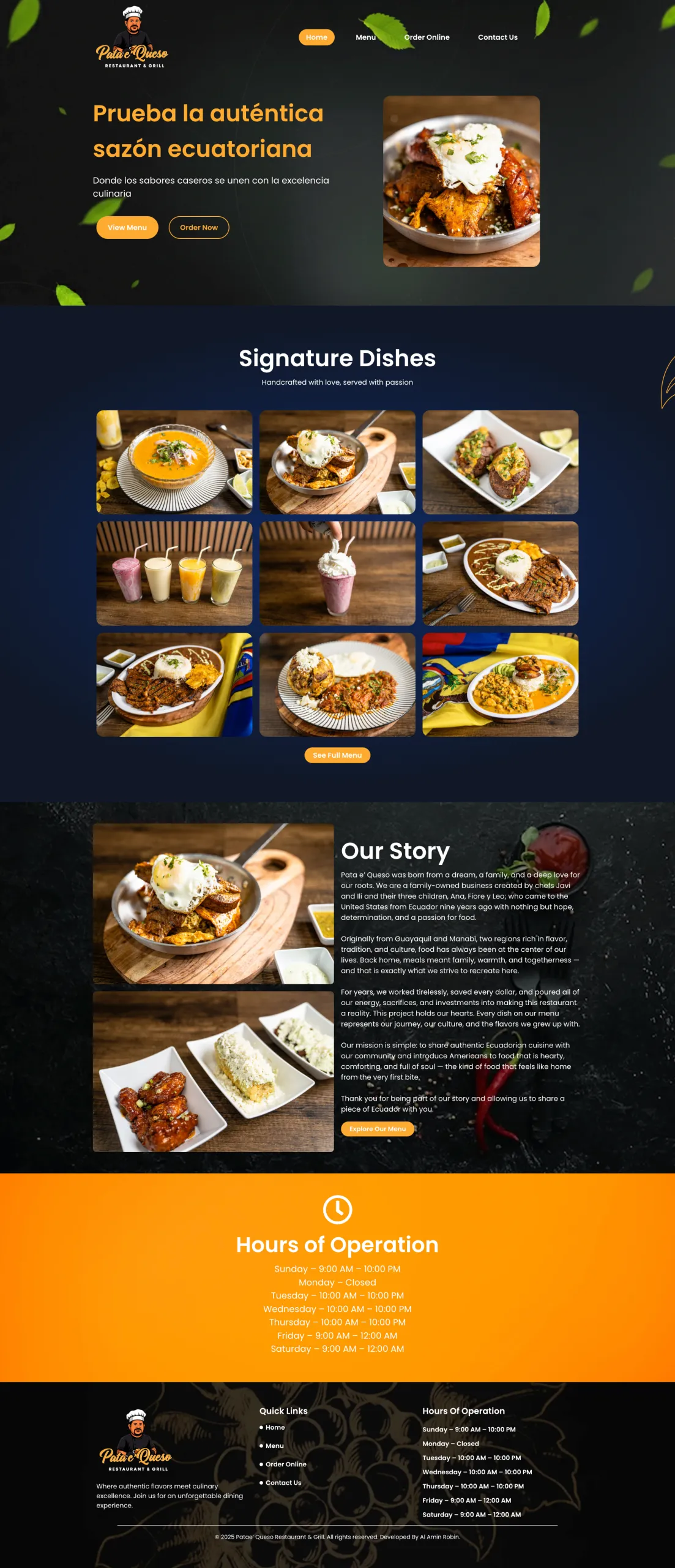 Patae Queso Grill website preview