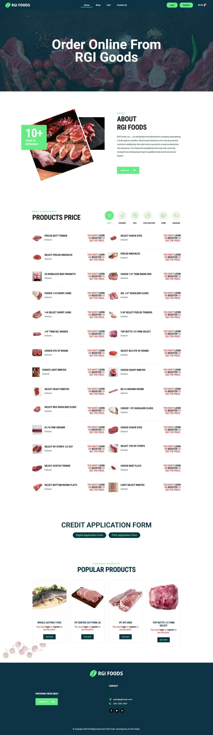 RGI Foods website preview