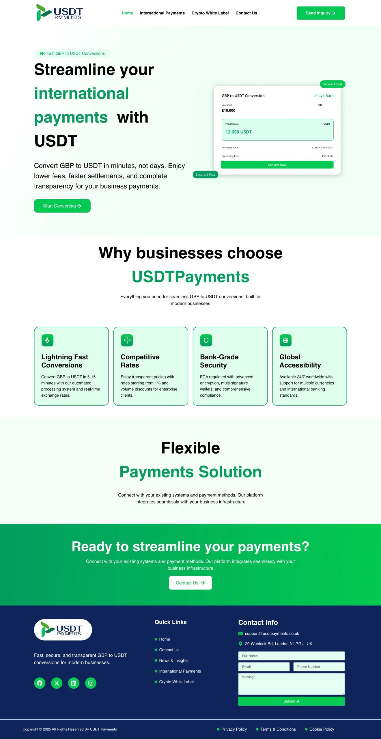 USDT Payments website preview