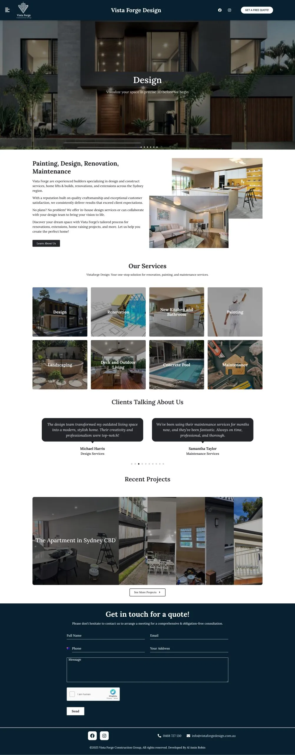 Vista Forge Design website preview